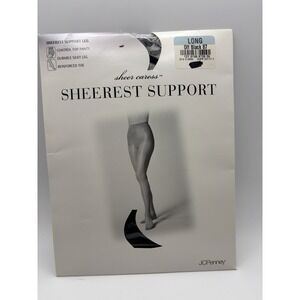 JCPenney Sheer Caress Pantyhose Large Long Off Black Control Top Sheer Toe